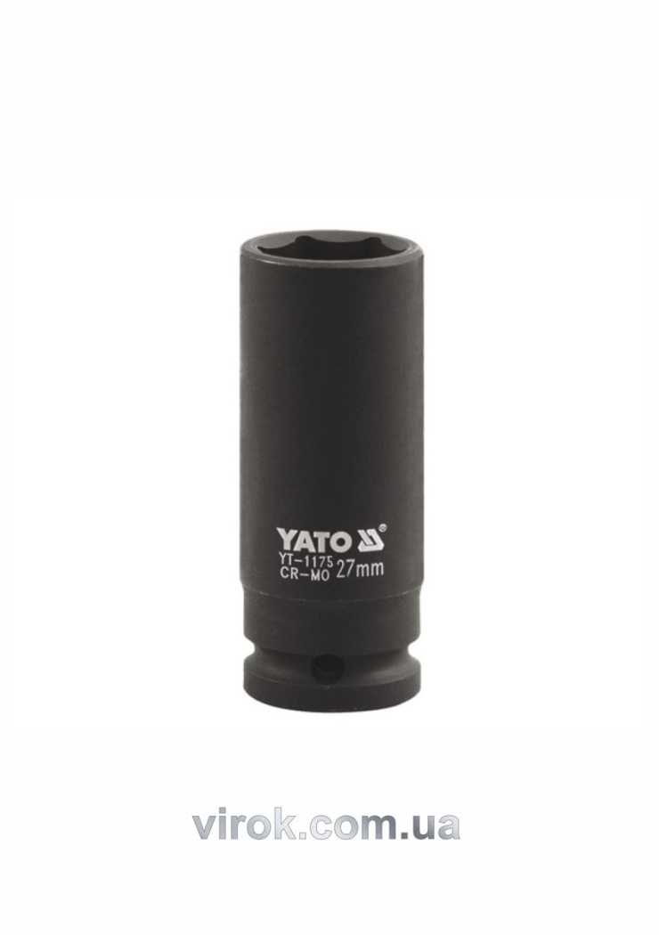 Головка торцева ударна 6-гранна YATO : подовжена, квадрат 1", М= 30 мм, L= 90 мм [6/24]