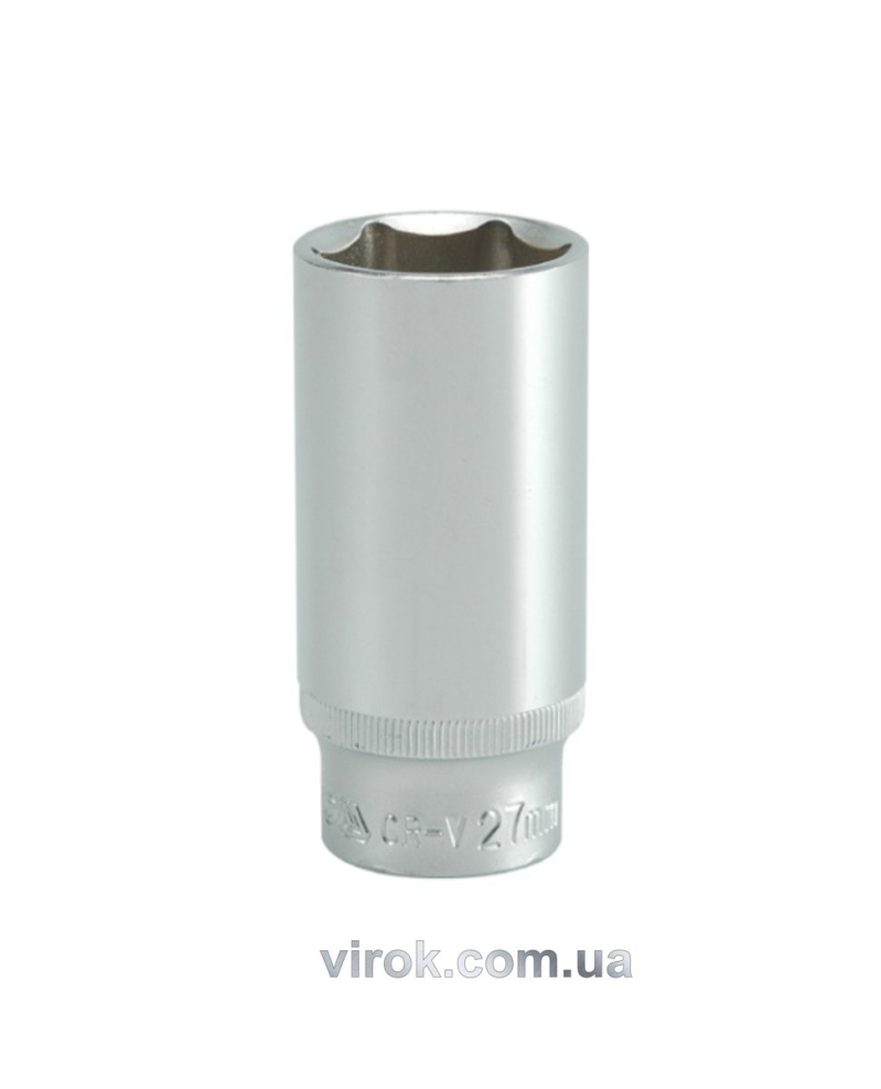 Головка торцева 6-гранна YATO : подовжена, квадрат 1/2", М= 27 мм, L= 76 мм [12/36/72]