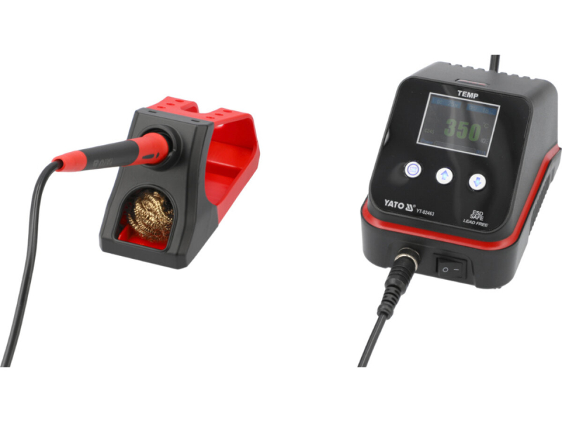 Паяльна станція мережева 110-230 V YATO; Р= 192 Вт, t°= 90-500°С, жало тип C245, LCD табло [10]