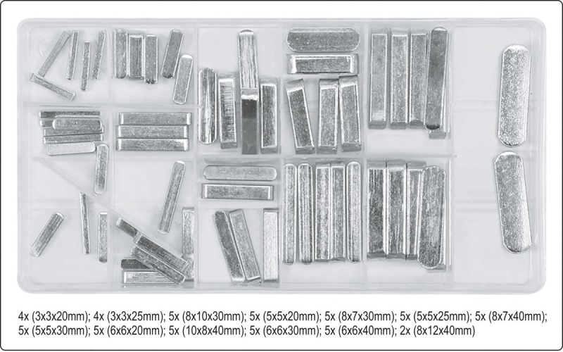 Клини до пасових роликів YATO різних розмірів, 60 шт