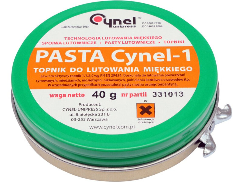 Паста паяльна CYNEL 76835, флюс PN EN 29454, 40 г