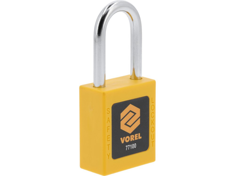 Замок навісний VOREL з дугою Ø= 6 мм, h= 38 мм, 2 ключі, корпус покритий нейлоном- 40х20хм45 мм (77100)