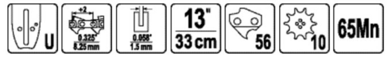 Шина для пили YATO l= 13"/ 33 см (56 ланок)0,325" (8,25 мм).Т-0,058" (1,5 мм)---YT-84940
