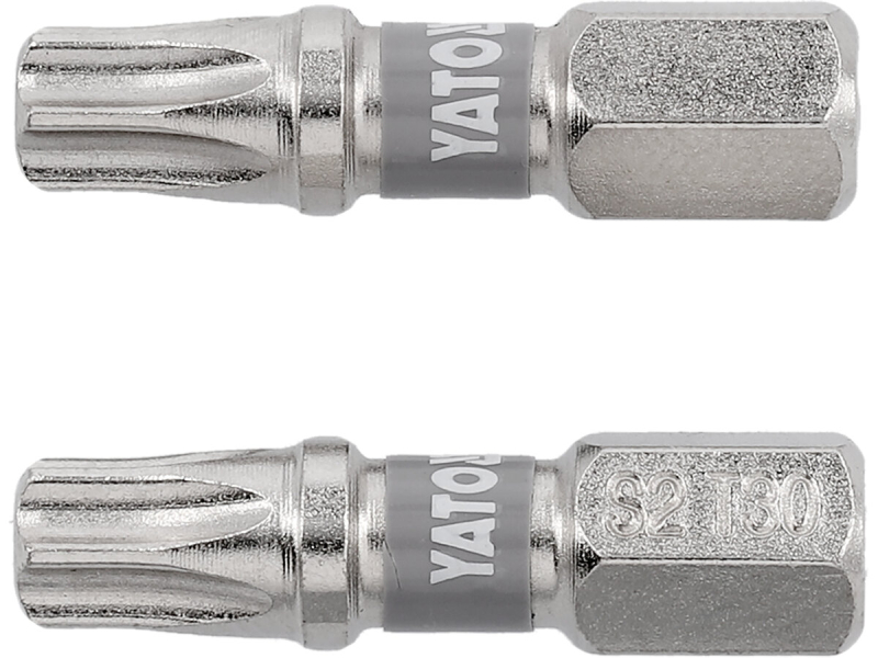 Насадка викруткова YATO TORX T30 х 25 мм. HEX 1/4", покрита нікелем, 2 шт.[10]