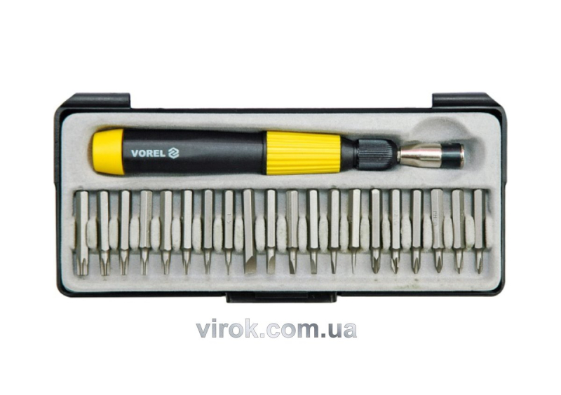 Набір насадок викруткових VOREL : 22 шт. + тримач. Cr-V [10/60]