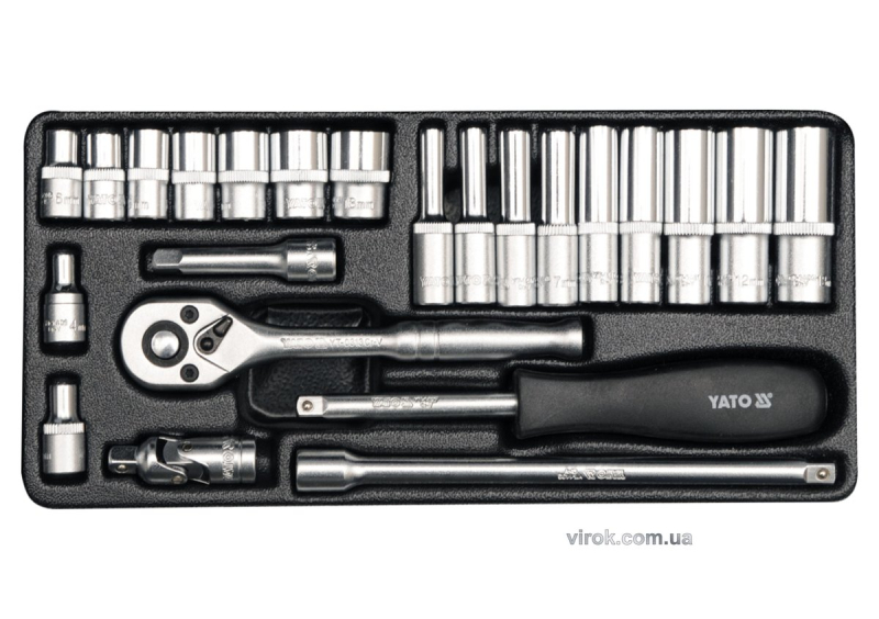 Набір головок торцевих YATO : квадрат 1/4", М4-13 з інструментами. 23 шт. [10]