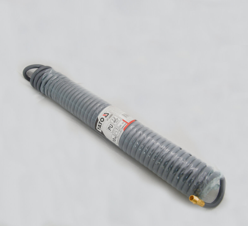 Шланг пневмат.спіральний поліурет.YATO з різьбовим з'єднанням (для ОККО);Ø= 8/12мм,тиск≤12 Bar,l=10м