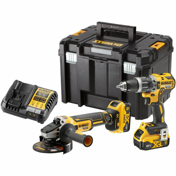 Шуруповерт+ шлифмашинка угловая аккумуляторная бесщеточная DeWALT 18V XR 2 АКБ 5 Агод + ЗП кейс набор