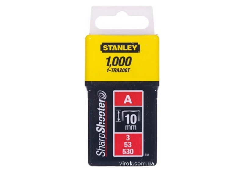 Скоби для степлера STANLEY тип (А) h= 10 мм, 1000 шт. "Light Duty"