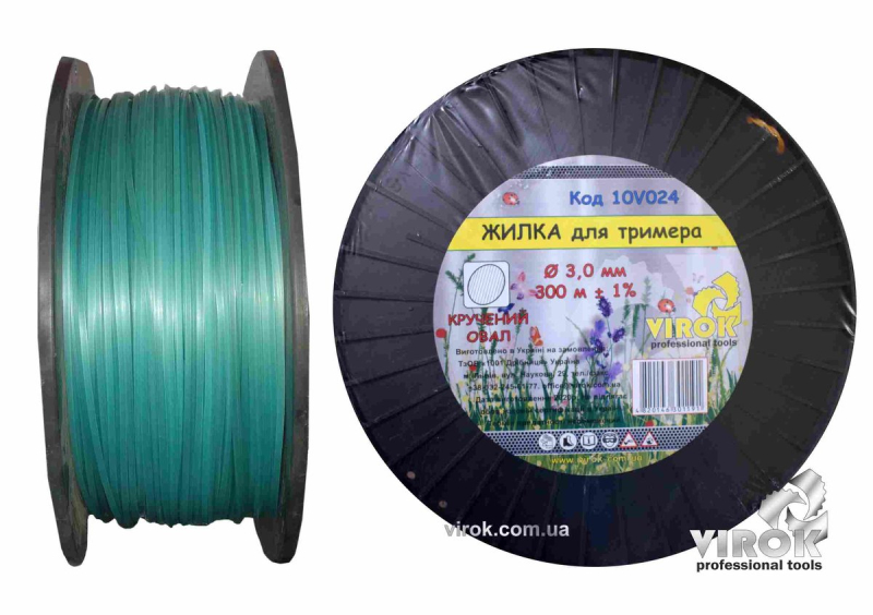 Жилка для тримера "Кручений ОВАЛ" TM VIROK : Ø= 3.0 мм, l= 300 м (бобіна)
