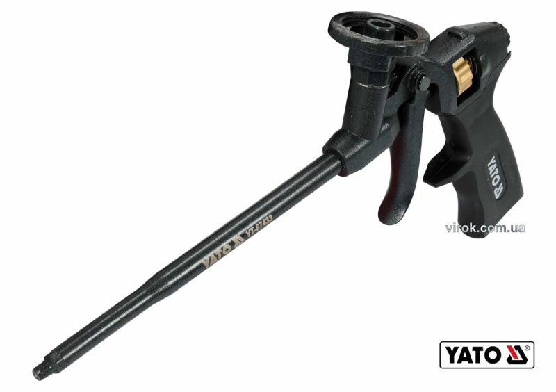 Пістолет для нанесення монтажної піни YATO : алюміній + латунь, пластикова ручка