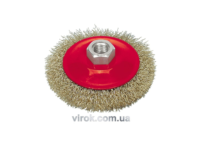 Щітка - крацовка VOREL плоска з гайкою М14, Ø-115мм [12/72]