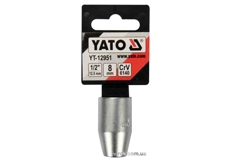 Перехідник для насадок викруткових YATO : квадрат 1/2"(F) - HEX= M8 мм(M), CrV [Блістер] [5/300]