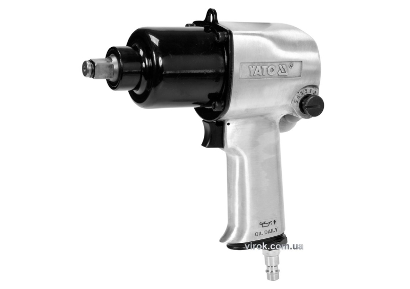 Гайковерт ударний пневматичний YATO: квадрат 1/2", F=850 Nm, роб. тиск- 6-8 Bar при 119 л/хв