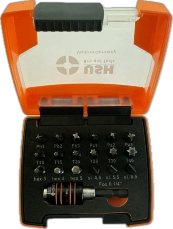 Насадки викруткові USH Industry: з магнітним тримачем, PH, PZ, SL, Torx, HEX, 19 ел (U0004600)