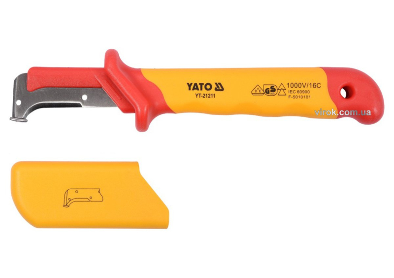Ніж для знімання ізоляції YATO; l=155 мм, лезо l=38 мм з діелектр. ізольованою ручкою 1000 В [6/72]