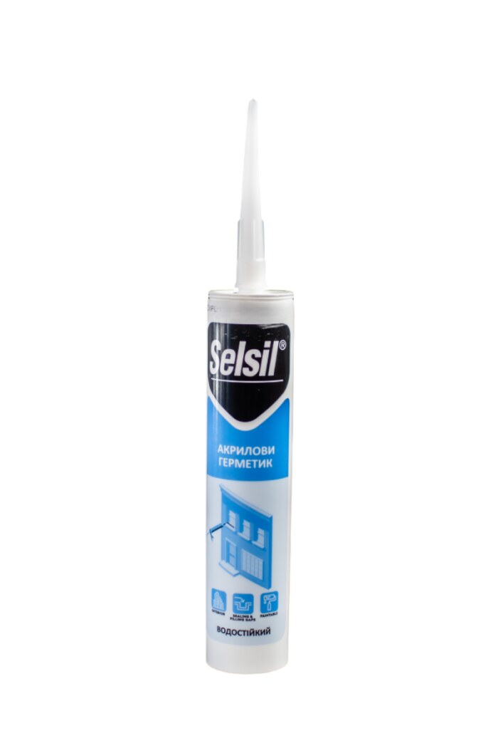 Герметик акриловый SELSIL водостойкий. (Белый) V310 мл. (20V004)