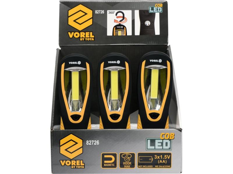 Світильник для майстерні COB LED VOREL 82726, 3 Вт, 150 лм, 3xAA