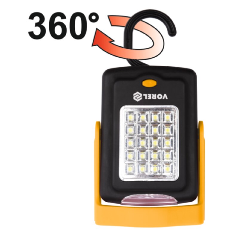 Светильник для мастерской поворотный VOREL 82730, 20+3 LED, 3xAAA