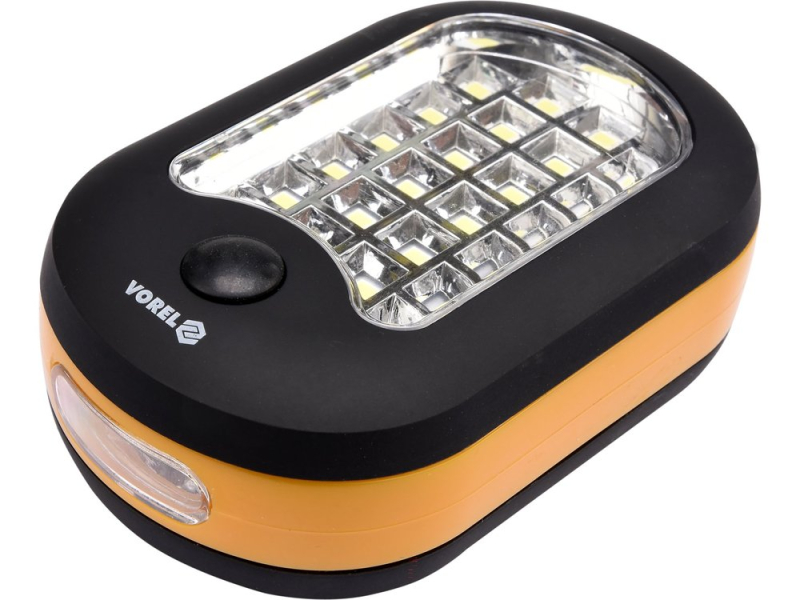 Светильник для мастерской ручной VOREL 82731, 24+3 LED, 3xAAA, магнит и крюк