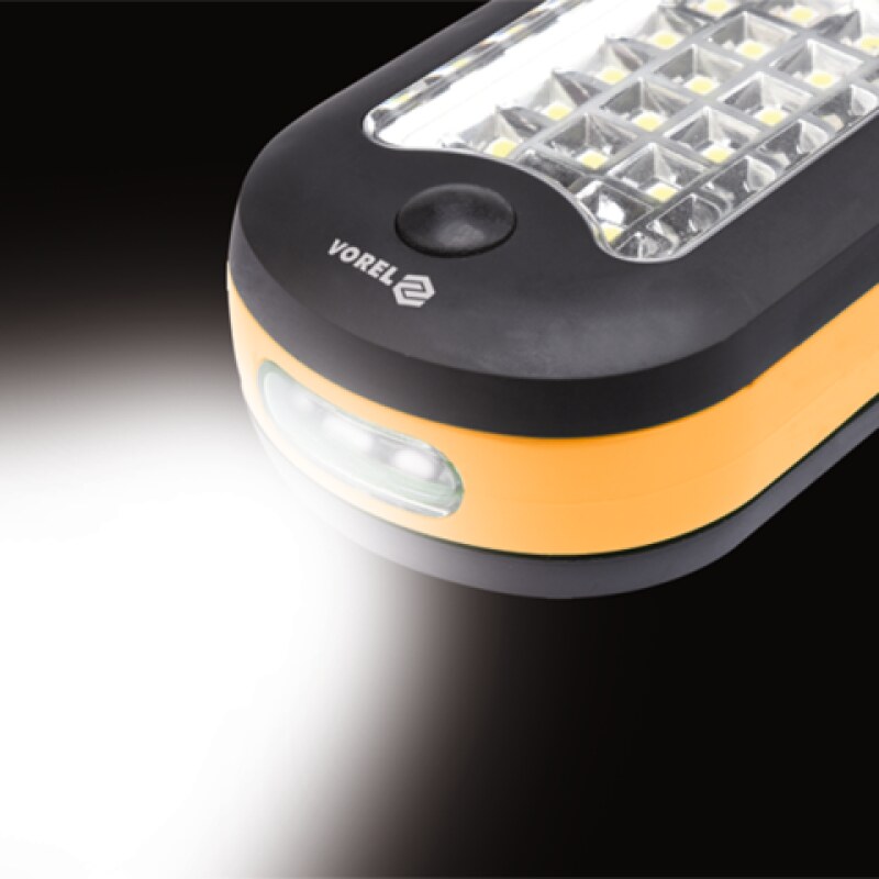 Светильник для мастерской ручной VOREL 82731, 24+3 LED, 3xAAA, магнит и крюк