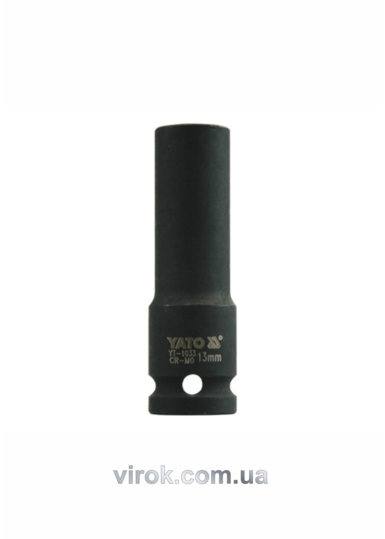 Головка торцева ударна 6-гранна YATO : подовжена, квадрат 1/2", М= 13 мм, L= 78 мм