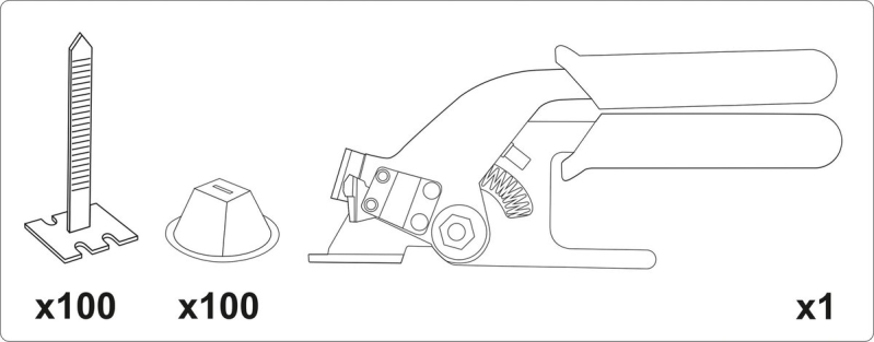 Набір для викладання плитки з щипцями VOREL : 100 чашок, 100 стяжок. 201 Од.(DW)
