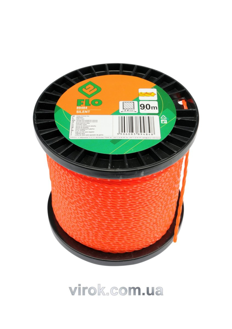 Жилка для тримера квадрат кручений FLO : 2,4 мм х 90 м (бобіна) [10/20]