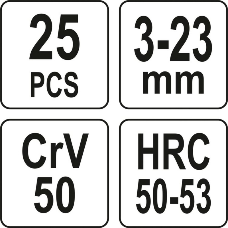 Набір екстракторів YATO 25 Од. Ø= 3-23 мм, для зломаних гвинтів