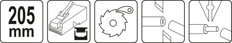 Кліщі для обтискання і зачистки кaбелів YATO : RJ45, RJ10, RJ11, L= 205 мм