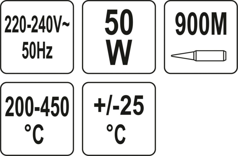 Паяльник мережевий YATO P= 50 Вт. з регулюванням t= 200- 450°С