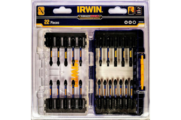 Набор бит IRWIN IMPACT PRO 1/4" 57мм PH1, PZ1, T 22 шт.