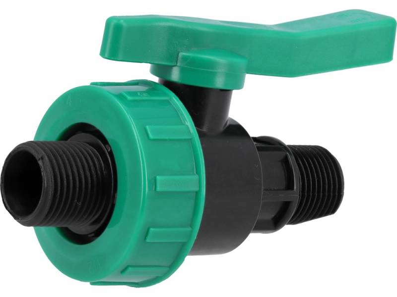 Кран кульовий до водяних пластикових труб Ø= 1/2" Х 1/2" M/M-різьб FLO з поліпроп, для тиску 16Bar (88985)