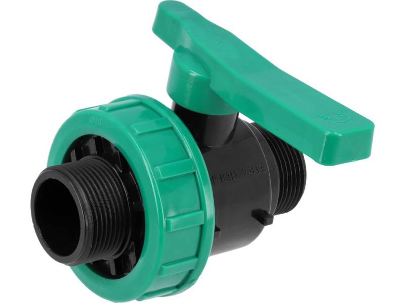 Кран шаровой к водяным пластиковым трубам Ø= 5/4" Х 5/4" M/M-резьб FLO из полипроп, для давления 16Bar (88988)