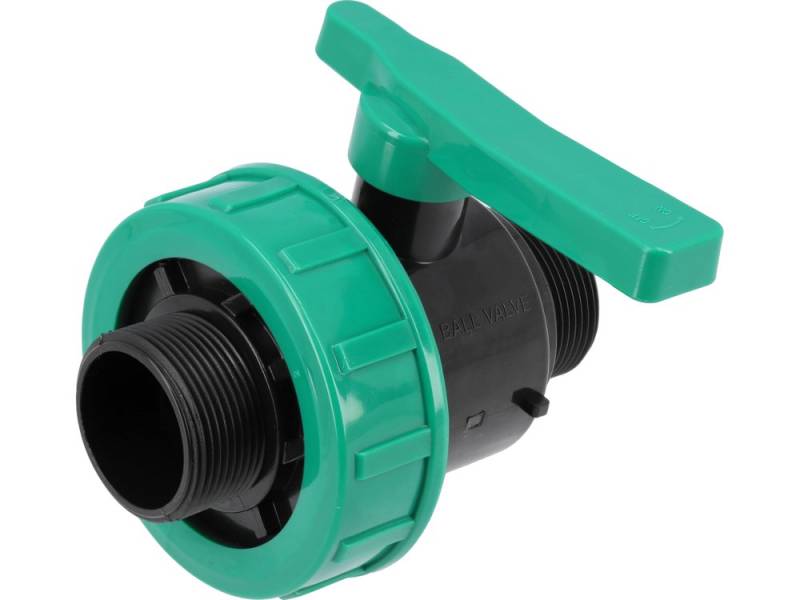 Кран шаровой к водяным пластиковым трубам Ø= 3/2" Х 3/2" M/M-резьб FLO из полипроп, для давления 16Bar (88989)