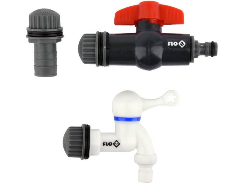 Вентили для сборного бака дождевой воды FLO: Ø= 3/4", из ПВХ, 3 шт (89081)