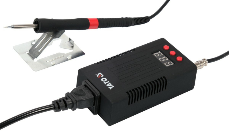 Паяльна станція мережева: 110-230 V YATO; Р= 75 Вт, t°= 90-480°С, жало тип T12, LCD табло