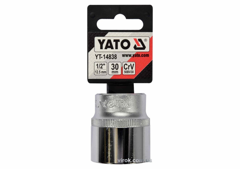 Головка торцева YATO : квадрат 1/2", SPLINE M30 мм, L= 42 мм. CrV