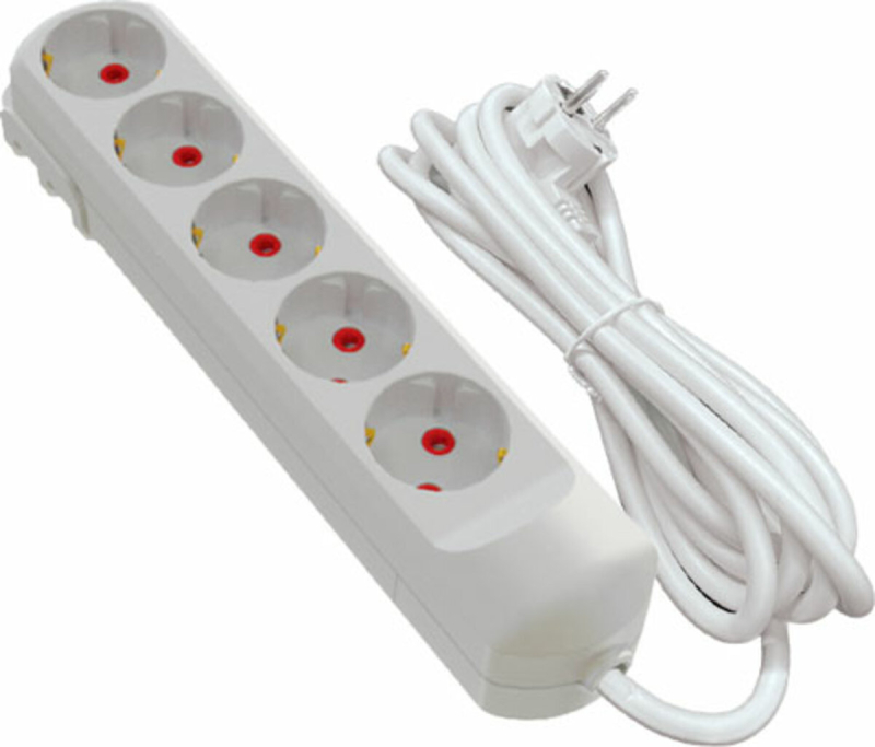 Подовжувач мережевий VIROK: l= 2 м, з 5 гніздами із заземленням