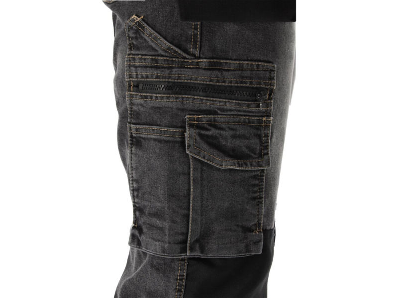 Штани робочі джинс стрейч YATO розмір S/ 74-82 см, ріст- 164-172 см, сірі, 17 кишень, 71% бав, 25