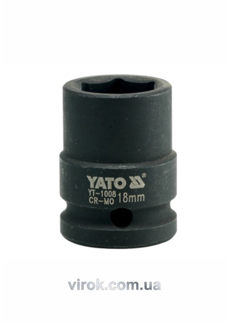 Головка торцева ударна 6-гранна YATO : квадрат 1/2", М= 18 мм, L= 39 мм [40/160]