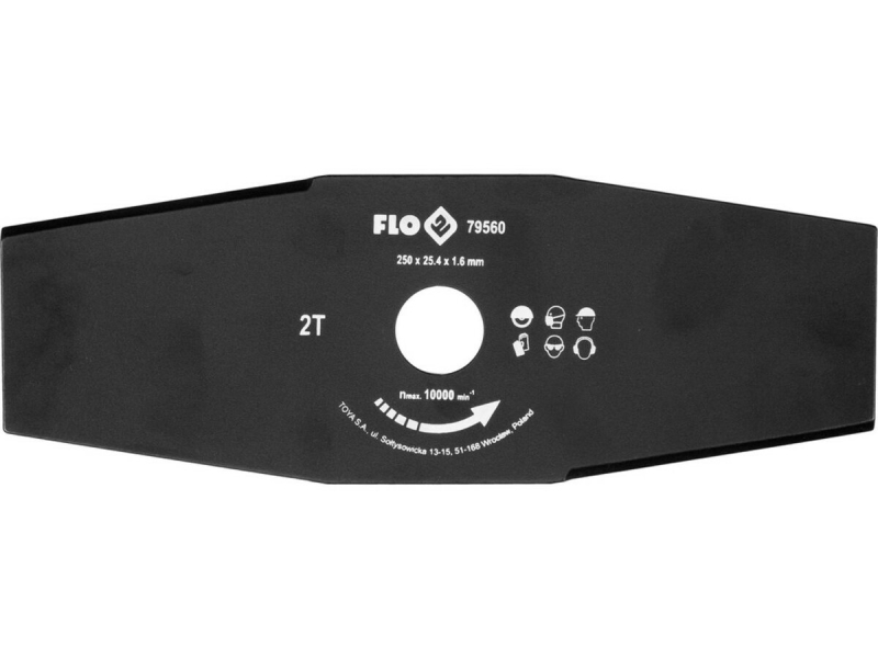 Ніж 2-різцевий до бензокоси FLO, 250 мм, кріпильний Ø= 25,4 мм