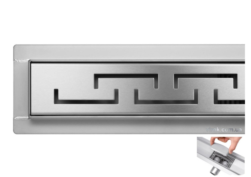 Трап підлоговий для душу з нержавіючої сталі "OLIMP" FALA; 90х 7х 7 см, сифон h= 52 мм [6/36]