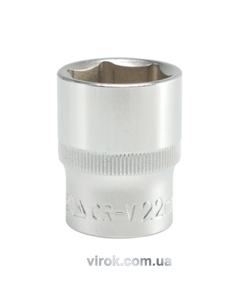 Головка торцева 6-гранна YATO : квадрат 1/2", М= 22 мм, L= 38 мм [12/120/240]