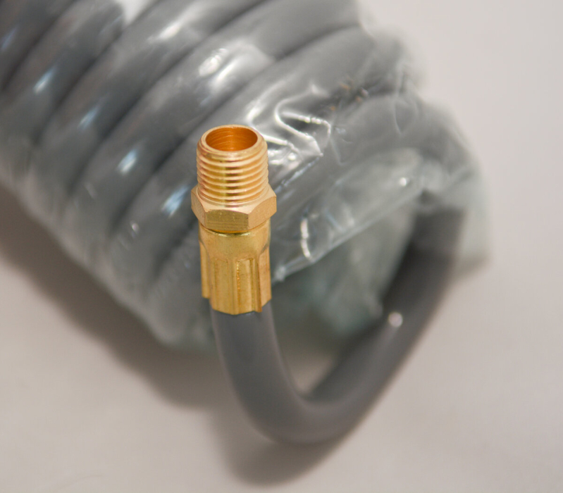 Шланг пневмат.спіральний поліурет.YATO з різьбовим з'єднанням (для ОККО);Ø= 8/12мм,тиск≤12 Bar,l=10м