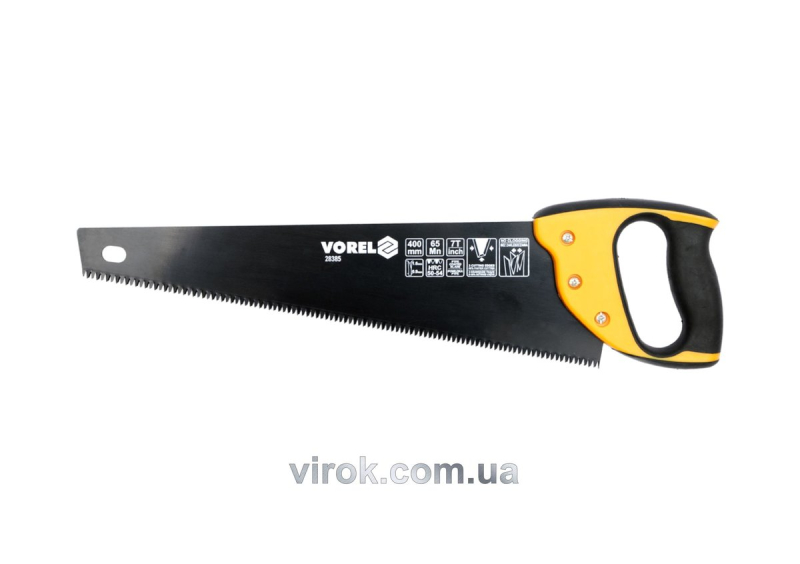 Ножівка по дереву VOREL: L= 400мм, W=1мм, Тефлонове покриття, 65Mn,Тверд. 50-54 HRC, 7 зуб/1"