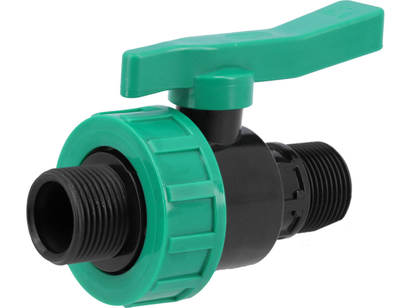 Кран кульовий до водяних пластикових труб Ø= 1" Х 1" M/M-різьб FLO з поліпроп, для тиску 16Bar