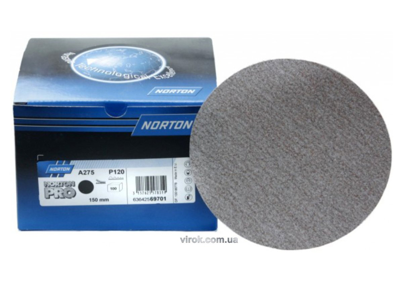 Круг шліфувальний з липучкою NORTON Pro-A275; Ø= 150 мм, Р 320 з наждачного паперу