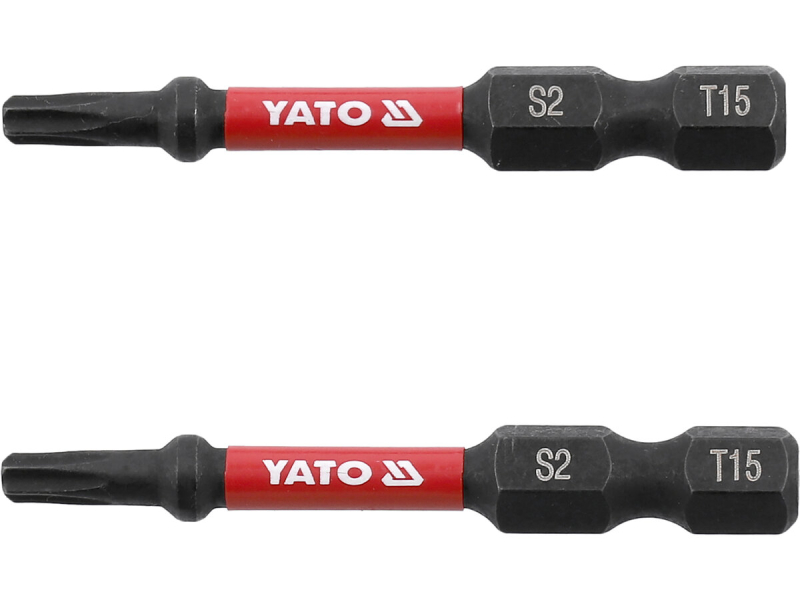 Насадка викруткова ударна YATO TORX T15 х 50 мм. HEX 1/4", 2 шт.[10]