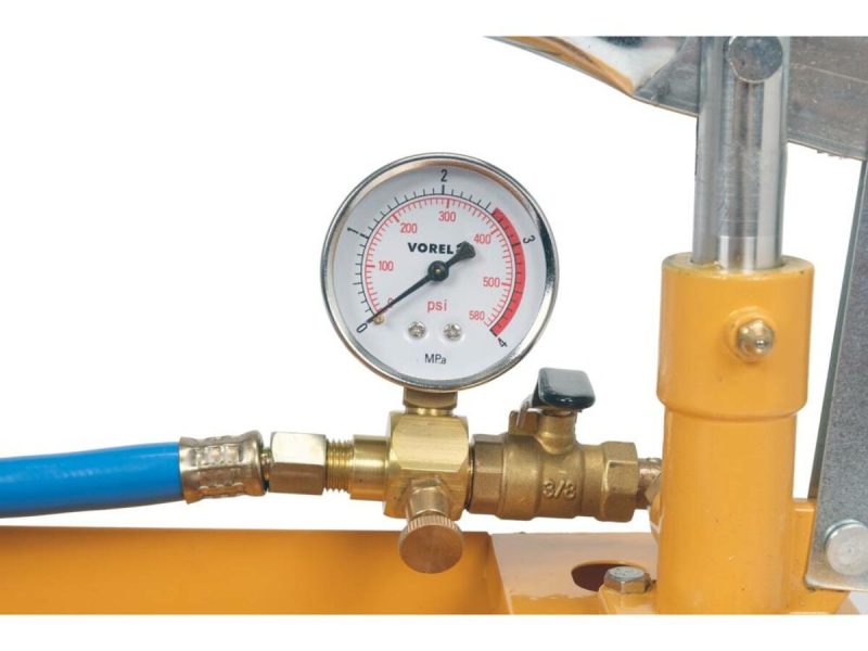 Компресор ручний для контролю щільност систем VOREL тиск- 4 MPa, спол.- G1/2, ємніс- 5л, шланг- 90см